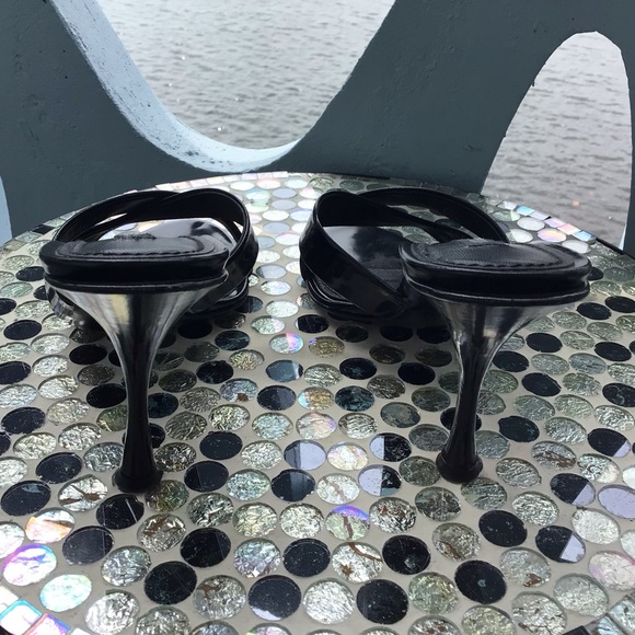 Dolce & Gabbana Slip-on Black Patent Leather 3” Slides with Criss-Cross Strap - Picture 4 of 16